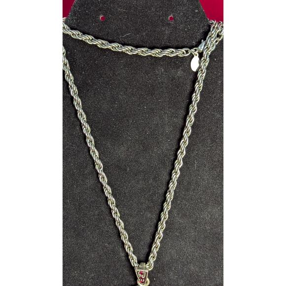 Express Statement Cross Necklace Red Rhinestone Cameo Pendant Rope Chain - Picture 2 of 6